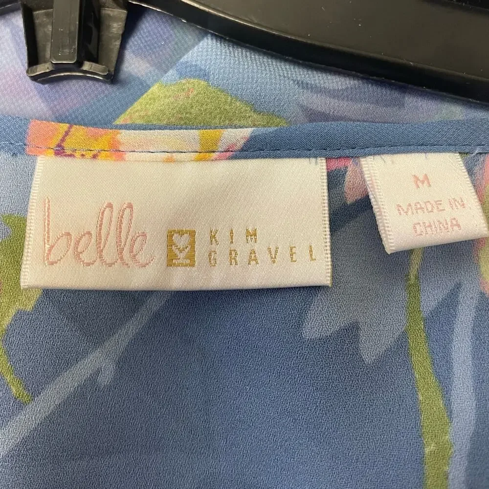 Belle Kim Gravel Womens Medium Half Flowy Sleeve Floral Polyester Lined Blouse - Picture 5 of 6